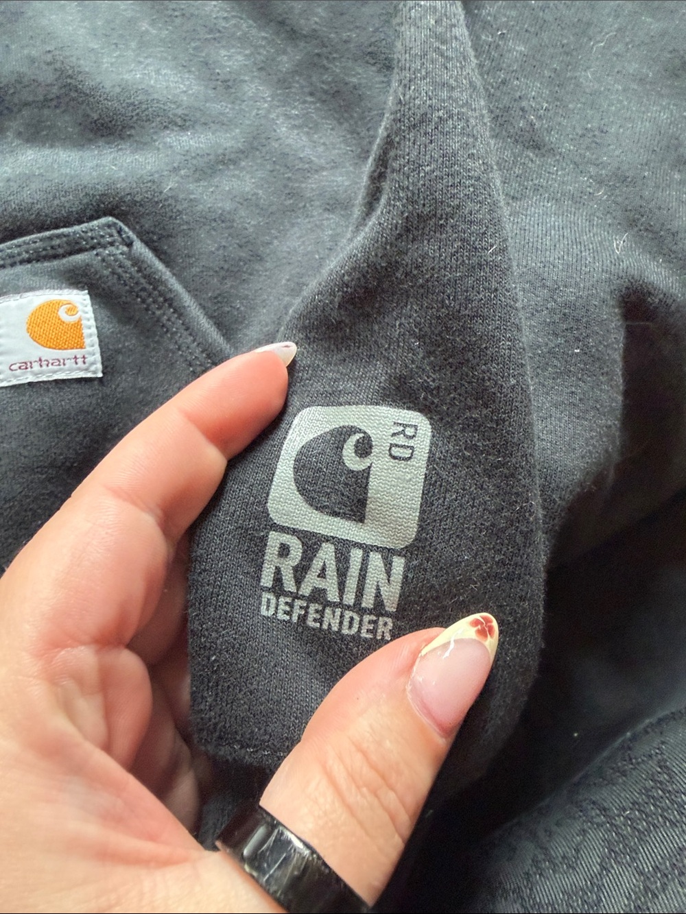 B66 Carhartt Rain Defender Men’s XL Hoodie w Business Logo, VGUC - Picture 5 of 6